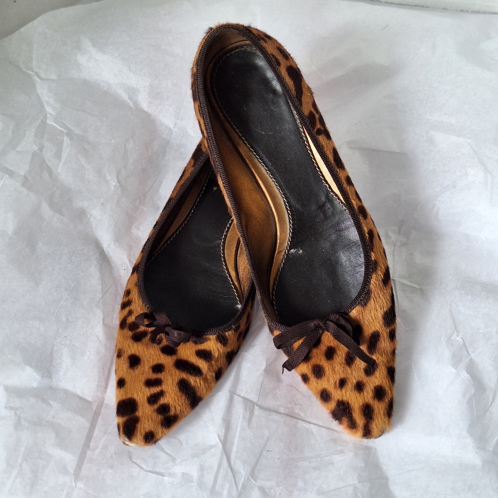 Prada Pointy Toe Pony Hair Flats 6.5